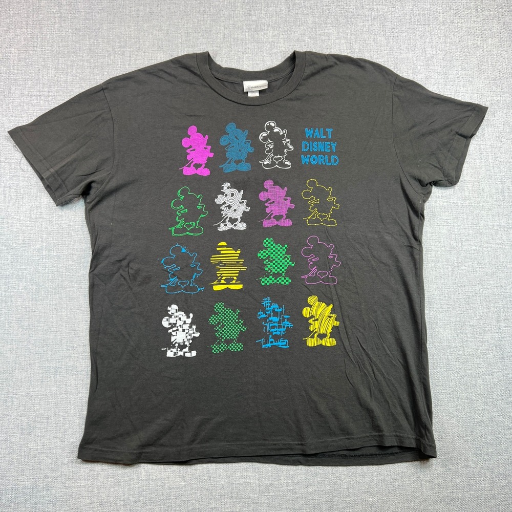 Walt Disney World Mickey Mouse T Shirt Men XL Gray Colorful Graphic Tee Vacation